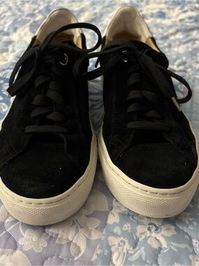 Belstaff Black Suede Platform Sneakers with White Sole